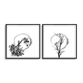 2 Piece Framed Canvas Wall Art for Living Room, Bedroom Ink Theme Canvas Prints for Home Decoration Ready to Hang - 16"x16"x2 Panels