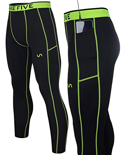 Take Five Men’s Side Pockets Cool Dry Tights UV Protection Compression Baselayer Cycling Yoga Leggings (Z804, XXXL)