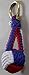 GSM Nautical Monkey Fist Knot Key Chain, Red, White & Blue - Made Entirely of Cloth Except Shackle - This is NOT A Weapon.