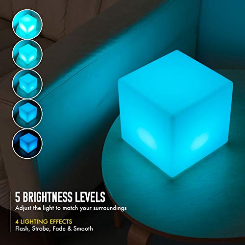INNOKA 15.8-Inch Extra Large LED Cube Light, IP65 Waterproof Cordless & Rechargeable Decorative Dimmable Mood Lamp Remote Control [16 RGB Color Changing] [4 Lighting Effects] for Pool, Outdoor, Party - Thumbnail 4