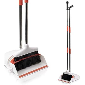 Primica Broom and Dustpan Set - Self-Cleaning Broom Bristles - Ideal Kitchen, Home and Lobby Broom and Dustpan Combo - Premium Brush, Wisp and Dust Cleaner