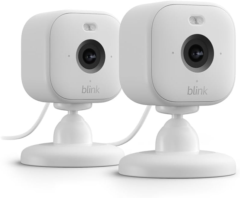 Blink Mini 2 Plug-in Smart Security Camera Twin Pack White