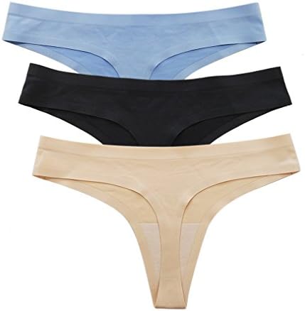CLOSKIN Womens Low Rise No Show Thong Pantie, Multi-Color X-Large 3 Packs