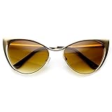 zeroUV - Womens Fashion Full Metal Metallic Cat Eye Sunglasses