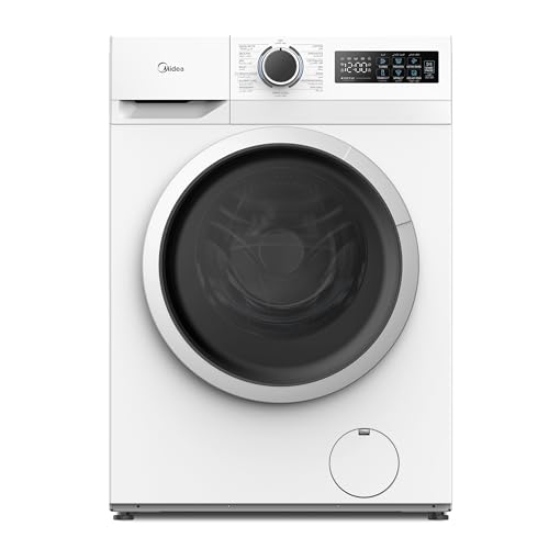 Midea 8KG Front Load Washing Machine With BLDC Inverter Motor, 1400 RPM, 15 Programs, Fully Automatic Washer With Lunar Dial, Integrated Digital Control-LED Display, Water Cube Drum - MF110W80B/W-GCC
