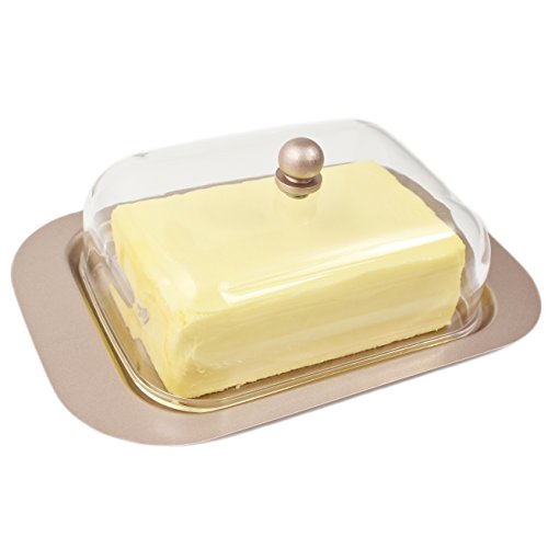 Zoie + Chloe Stainless Steel Butter Dish with Easy to Hold Lid