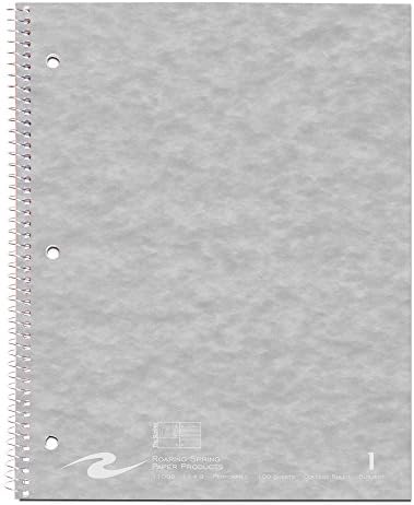 ROARING SPRING Stasher One Subject College Ruled Wirebound Spiral Notebook with Cover Pocket, 11" x 9" 100 Perforated Sheets, Assorted Color Covers