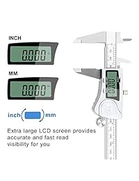 RUBEDER   Calibrador digital electrónico para calibrador IP54, resistente al agua, herramienta de medición impermeable, de acero inoxidable, con función de apagado automático, pantalla LCD extra grande