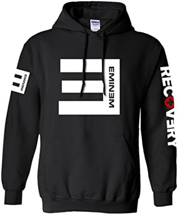 Geakworld Men's Eminenn Style Hip Hop Sweater Hoodie Casual Pullover Sweatshirt (Medium, Black)