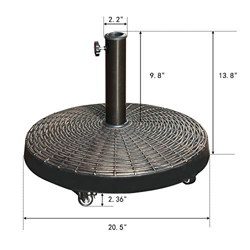 COBANA Patio Umbrella Base with Wheels, HeavyDuty Stand Resin Weights