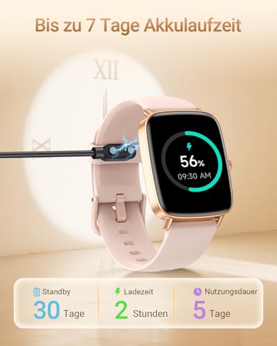 Fitpolo Women's Smartwatch with Phone Function, 1.85 Inch Smart Watch, Fitness Watch with Heart Rate SpO2 Sleep Monitor, Pedometer, 100+ Sports Modes, Sports Watch, IP68 Waterproof Watches for iOS