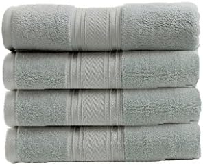 SHY003 Premium 4 Pieces Combed Cotton Towel Set Hand Towels Ultra Absorbent and Eco-Friendly 16x30 Inch Light Blue