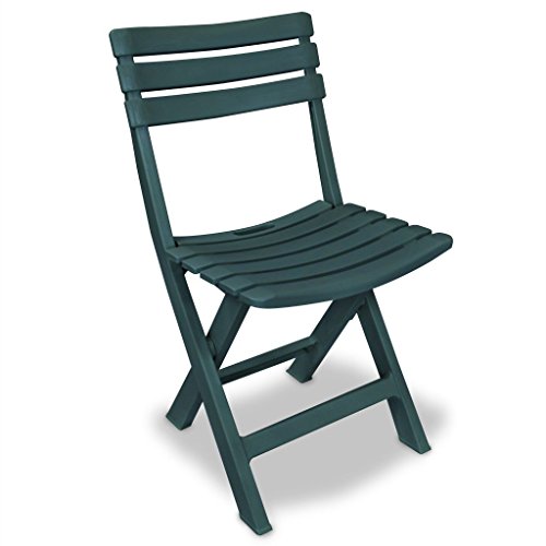 vidaXL Bistroset 3-TLG. Klappbar Balkonset Balkonmöbel Gartenmöbel Gartenset Gartengarnitur Sitzgruppe Tisch 2 Stühle Kunststoff Grün – Bild 4