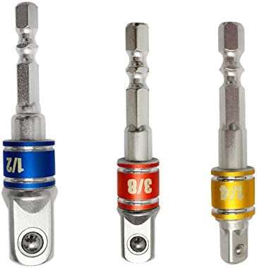 3pc Set 1/4" 3/8" 1/2" Cordless Impact Grade Driver Socket Wrench Adapter Hex Shank Adapter Drill Nut Driver Power Extension Bit Set for Hand Drill Bit Socket Set Ratchet Wrenches Extension