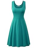 Herou Women Summer Beach Casual Flared Tank Dress (Small, Teal)