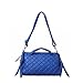 Small Shoulder Bag for Women Synthetic Vegan Leather Top Handle Satchel Handbag with Crossbody Strap Ladies Quilted Barrel Baguette Purse Katloo (Blue)