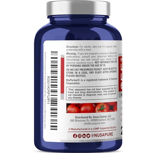 NusaPure Lycopene & Lutein Complex 60mg per caps 200 Veggie Capsules