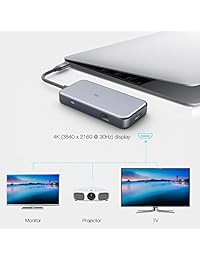 USB C Hub, iHaper 6 en 1 Premium USB C adaptador con Type C suministro de energía, 4K HDMI, RJ 45 Ethernet y 3 puertos USB 3.0 para MacBook Pro 2018 2017 2016, ChromeBook, XPS, y más (gris espacio)