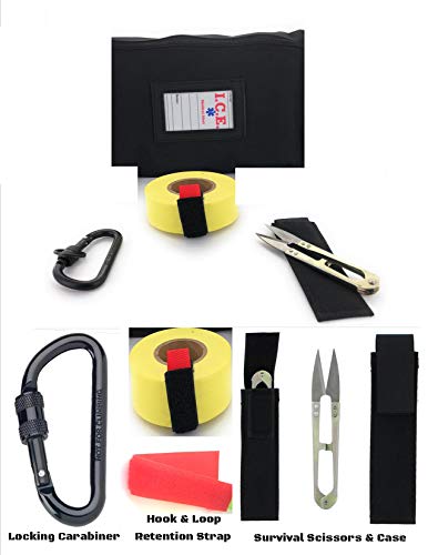 VAS HIGH Visibility Rainbow Trail Marking & Flagging Ribbon DLX Tape Trail Pack- Outdoor, Commercial & Industrial Use Organizer Utility Bag Scissors & Case Retention Strap (Random Assorted, 3 Pack)