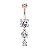 Cascade Belly Button Ring Rose Gold Plated 316L Surgical Steel