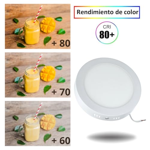 Jandei – LED Surface Downlight, 18W, 1440 Lumen, Round, Mounting with bracket to fix the lamp, Size 210 x 28 mm, Light Colour Cool White 6000K, Transformer Included