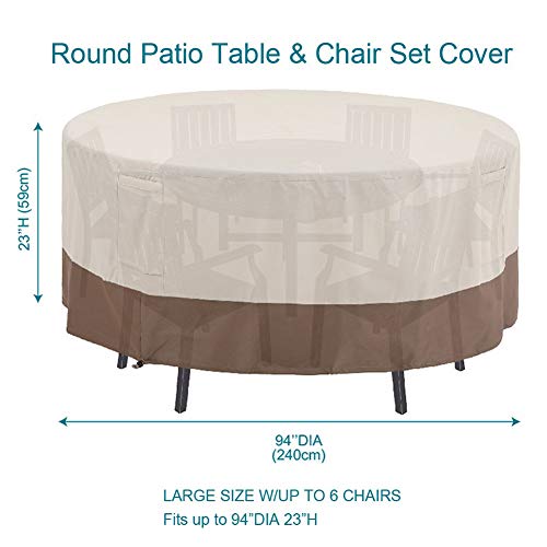 PHI VILLA 94" D X 23" H Patio Round Furniture Set Covers Waterproof