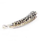 uxcell Lady Plastic Black Leopard Pattern Banana Hair Barrette Beige