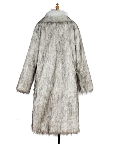 Old DIrd Men's Long Sleeve Fluffy Faux Fur Warm Coat Outerwear N02 Light Grey XL