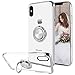 Ownest Compatible with iPhone Xs Case (2018)/iPhone X Case (2017) with Built-in 360 Rotatable Ring Kickstand Fit Magnetic Car Mount and Clear Slim TPU Protective for iPhone Xs/iPhone X-Silver