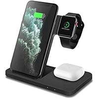 Wireless Charger,3 in 1 Wireless Charger Station 15W Fast Charging Stand For iPhone 12/12 Pro/12 mini/iPhone 11/11 Pro…