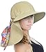 Tirrinia Stylish Garden Hats with Large Brim, Adjustable Safari Neck Cover, and Floral Ribbon Tan