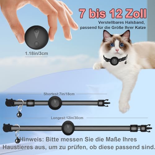 Collier GPS Chat Enregistrement des Trajets sur 7 Jours Collier GPS pour Chien Compatible avec iOS et Android GP S Chien Suivi en Temps RéEl GP S Tracker Traceur pour Animaux éTanche IP67 - Noir Puro