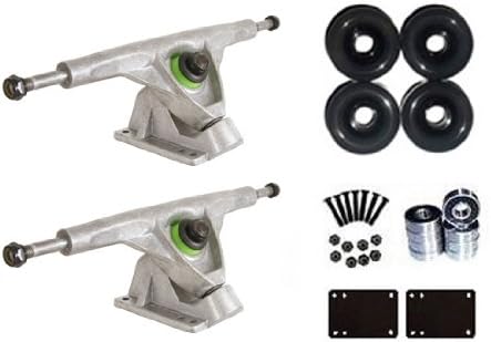Longboard Reverse Kingpin 9.5" Silver Trucks Skateboard Deck Package Wheels, Abec 7