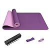 FrenzyBird 5 mm dicke Übungs-Yogamatte mit Stretchgurt-Mattenbeutel, Tragegurt und Stretchgurt, PVC-frei, ideal für Anfänger und fortgeschrittene Yogis