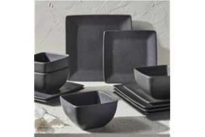 Better Home & Garden Anderson Grey Square-Shaped Stoneware (12-Piece Dinnerware Set)