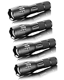 Military Grade 2000 Lumen 5 Mode LED Tactical Flashlight Torch for Hurricane Camping Biking Hiking Home Emergency,4 Pack
