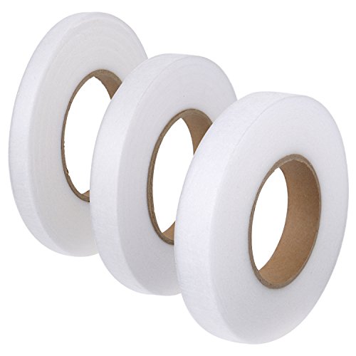 Shappy 3 Pieces 70 Yards Fabric Fusing Tape Hem Tape Adhesive Iron-on Hemming Tape Roll 10 mm, 15 mm, 20 mm Wide for Clothes