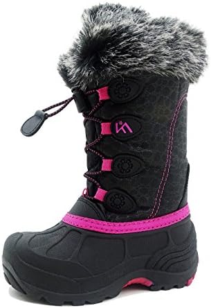 Kids Winter Snow Boots Waterproof and Insulated for Girls and Boys (3 M US Little Kid, Pink)