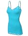 Bozzolo Women's Junior & Plus Adjustable Spaghetti Strap Lace Trim Tunic Tank Top