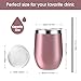 KeShi Insulated Wine Tumbler with Lid 4 pack Stainless Steel Stemless Wine Glass 12 oz Double Wall Vacuum Insulated Wine Tumbler for Coffee, Wine, Cocktails, Ice Cream, Including 4 Straws (Rose Gold)