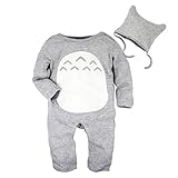 Big Elephant 2 Pieces Baby Boys Long Sleeve Totoro Romper with Hat Set D76