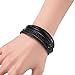 JEWELRIESHOP Great Matching Genuine Leather 2 Row Wrap Bracelet Wristband, Handmade, Unisex, Real Leather