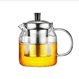 WarmCrystal, Glass Tea Kettle, Stainless Steel Infuser and Removable Filter Spout to Seperate Tea and Water(22 oz)