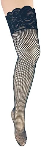 Sexy Black Plus Size Fishnet Lace Top Thigh High Backseam Stockings