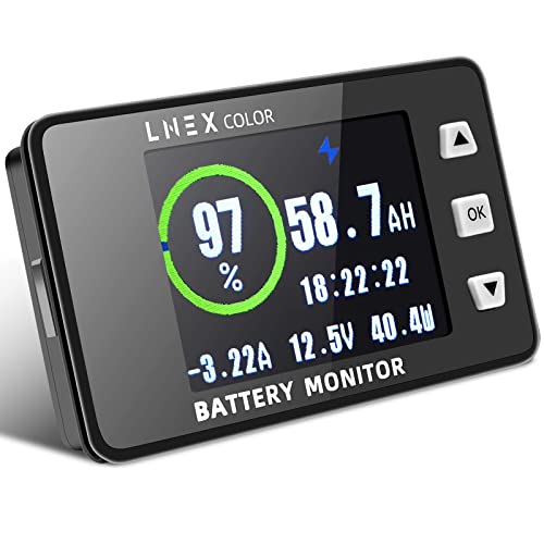 LNEX 500A Shunt Battery Monitor, 2.4" Color Screen RV Battery Monitor