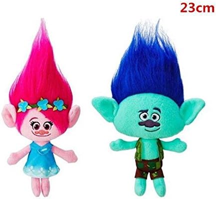 gg 2Pcs Movie Trolls Poppy & Branch Hug 'N Plush Doll Toy Set Gift 9'' 23CM