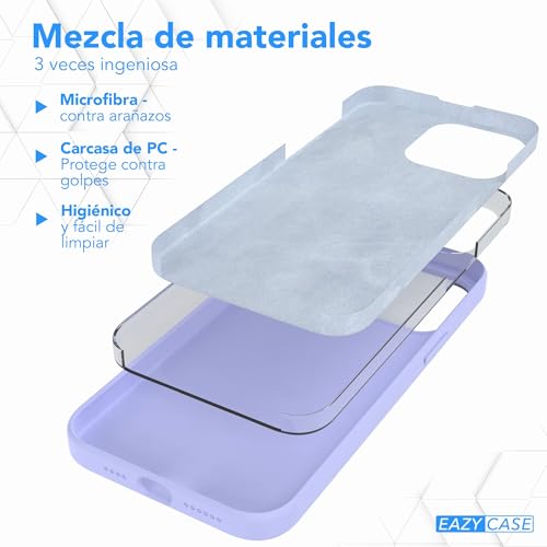 EAZY CASE Premium Silicone Case for iPhone 15 Pro MAX Slim Case with Camera Protection and Inner Lining, Silicone Case, Protective Case, Bumper, Mobile Case in Light Violet