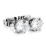 Men,Women's 3~10mm Stainless Steel Studs Earrings CZ Royal King Crown Flower Vintage Elegant