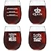 Funny Stemless Wine Glasses Set of 4 (15 oz)- Funny Novelty Wine Glassware Gift for Women- Party, Event, Hosting Fun- Wine Lover Wine Glass with Funny Sayings
