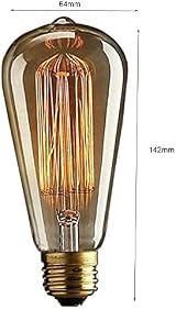 EYLM Vintage Edison E27 Filament Bulb 40W ST64 2300K 6 Pack Warm Amber view 3